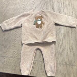 Little Me Beige Bear Matching Set